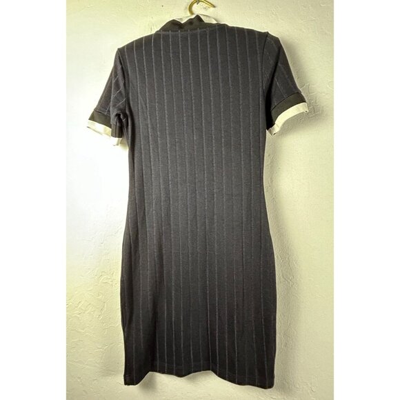 French Connection Women's Ribbed Polo Bodycon Mini Dress Popover Black Size 2 - Picture 2 of 9